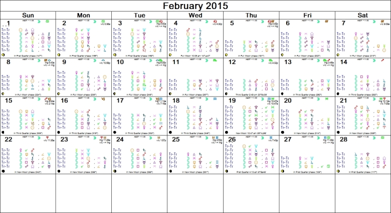 FEBRUARY 2015 ASTRO CALENDAR